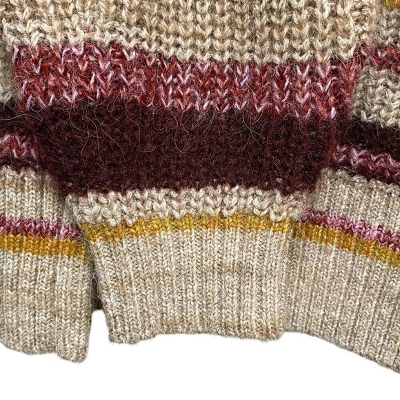 OLD NAVY Womens Sweater XS Relaxed Fit Beige Red Stripe Mock Neck Pullover - Picture 8 of 9